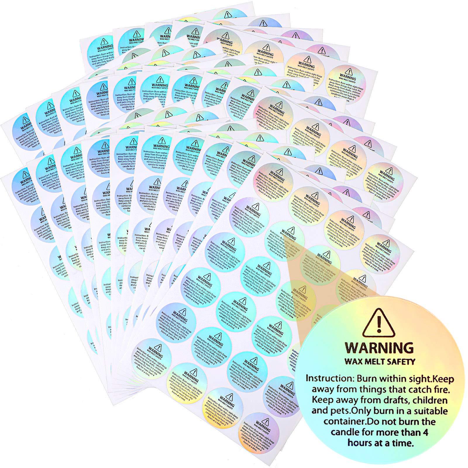 Candle Containers - Holographic Glitter Candle Melting Warning Labels