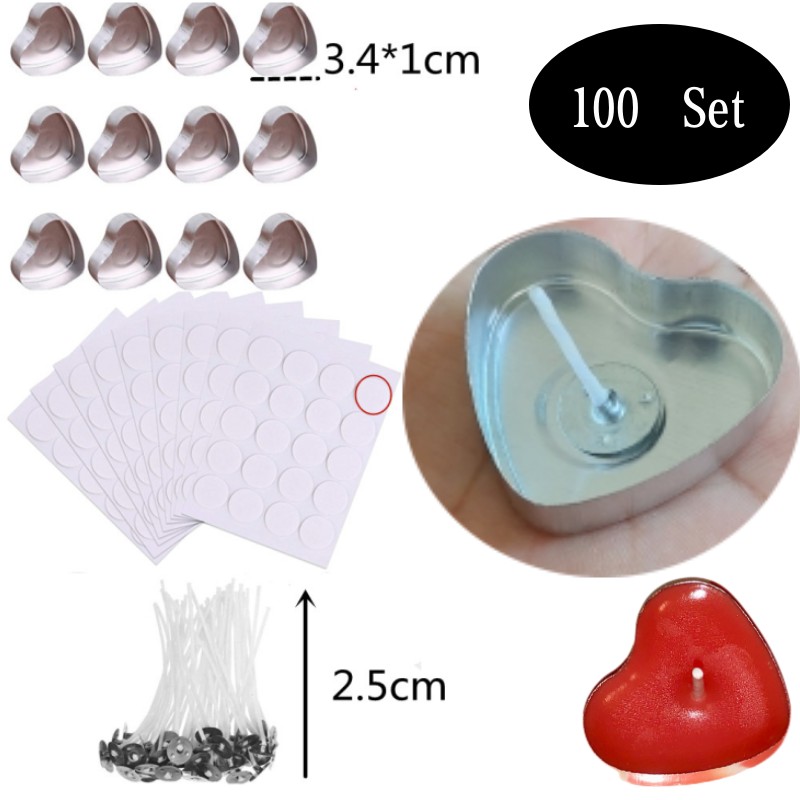 100 Sets Heart shaped Empty Al - Candle Containers 评论和价格