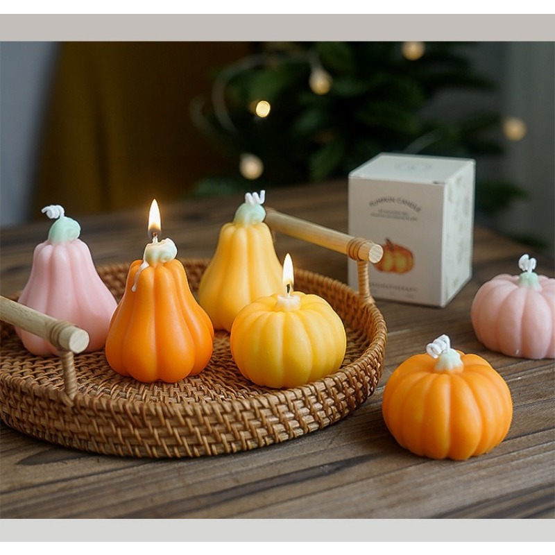 Handmade Halloween Pumpkin Sce - Silk Candle 评论和价格