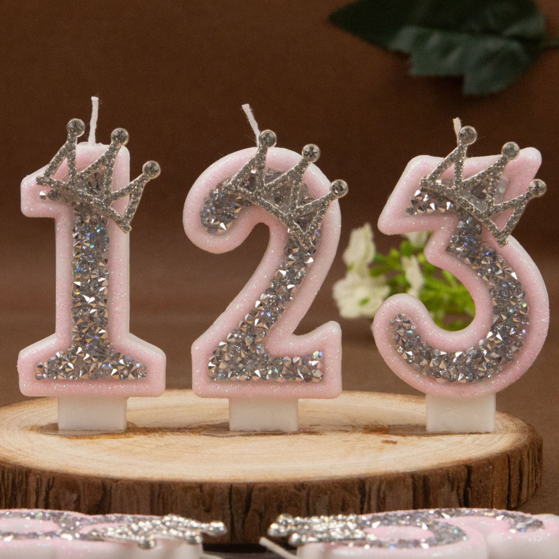 Digital Candles 0-9 Pink Silve - Soy Wax 评论和价格