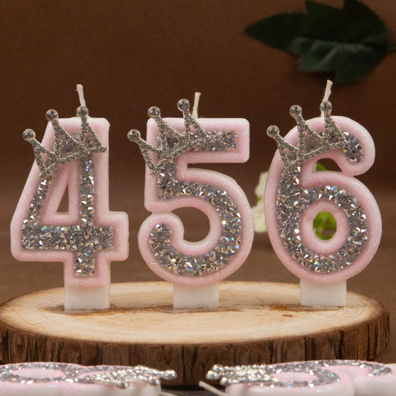 Digital Candles 0-9 Pink Silve - Soy Wax 评论和价格